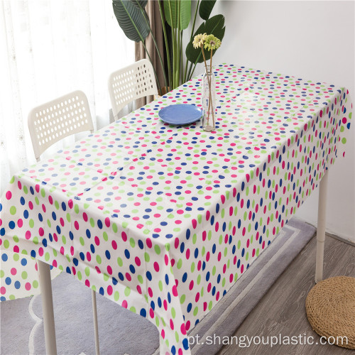 Toalha de mesa de plástico impresso de polka do partido decorativo